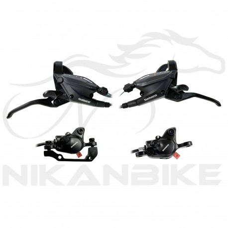 ست ترمز هیدرولیک دوچرخه شیمانو مدل SHIMANO BL-MT200 با دسته دنده شیمانو 8x3 مدلEF505