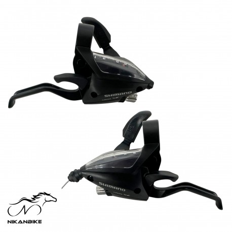 دسته دنده کلاجدار دوچرخه شیمانو 8x3 سرعته مدل SHIMANO ST-EF500 خفاشی - بسته 2 عددی