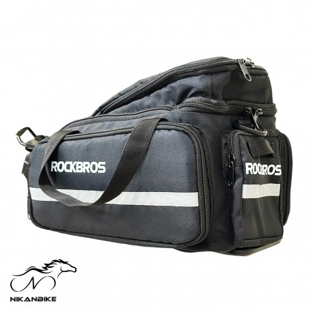 کیف خورجینی و دوشی دوچرخه مدل دو کاره با نوار شبرنگ ایمنی