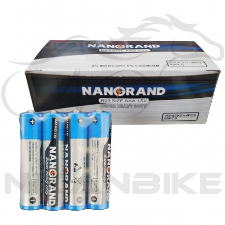 باتری نیم قلمیAAA نانوراند مدل R03 1.5V - بسته 60 عددی